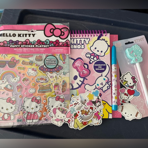 Hello KittySketchbook,2 pens,and puffy sticker play set& assorted stickers - Picture 2 of 11